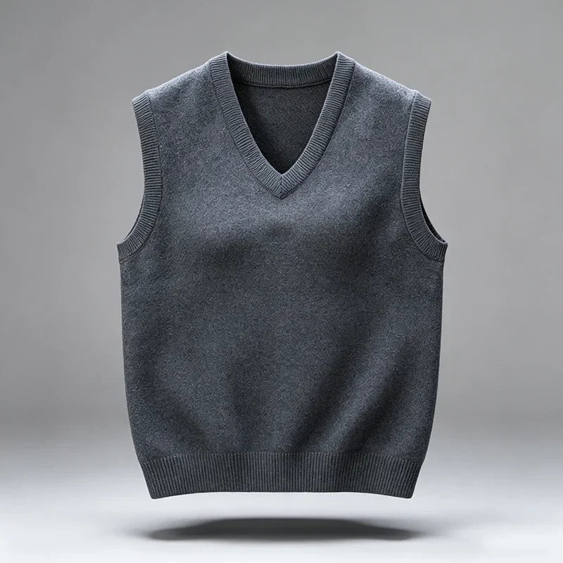 Unisex Pullover Weste V-Ausschnitt Strickweste Ärmellos Casual Weiches Material