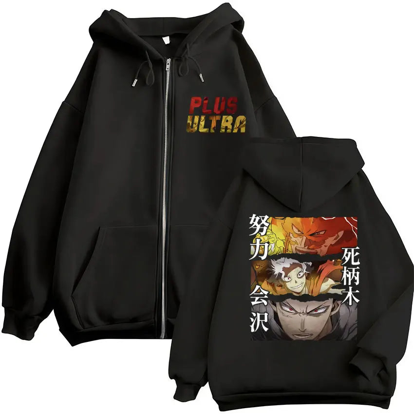 Unisex Reißverschluss Hoodie mit Kordelzug und Motivdruck – Verschiedene Designs