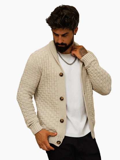 Herren Strickjacke – Modischer Casual Cardigan mit Schalkragen für Alltag und Freizeit