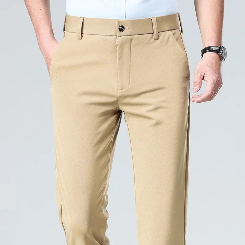 Herren Business Hose Schwarz Gerader Schnitt Elegant