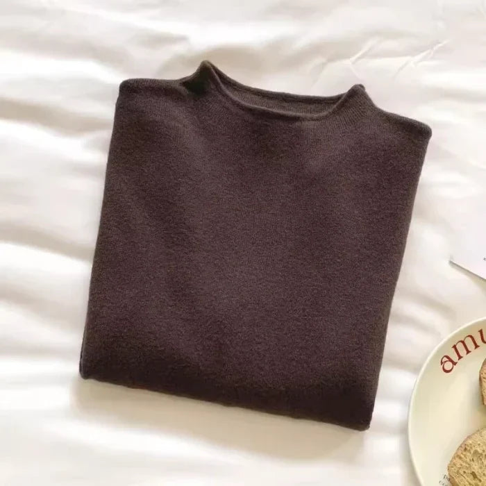 Damen Strickpullover Halbkragen Langarm Basic Oberteil