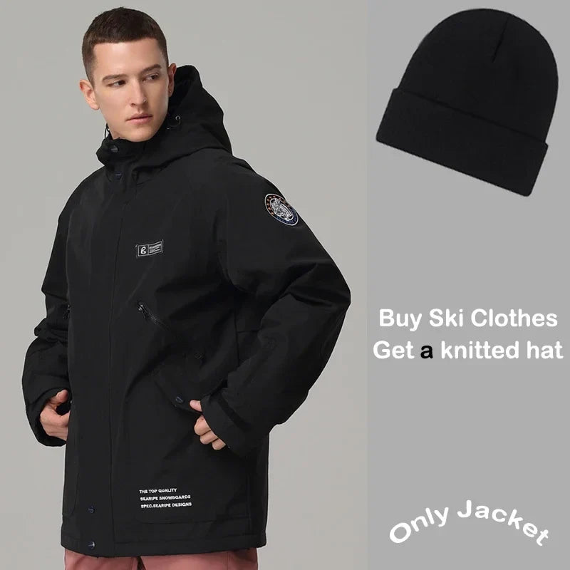 Unisex Winter Skijacke mit Kapuze & Reißverschluss Wasserdichte Winterjacke