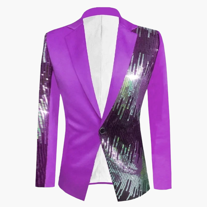 Herren Sakko Modern Blazer für Bühne und Party mit Pailletten-Design – Auffälliger Anzug für besondere Anlässe
