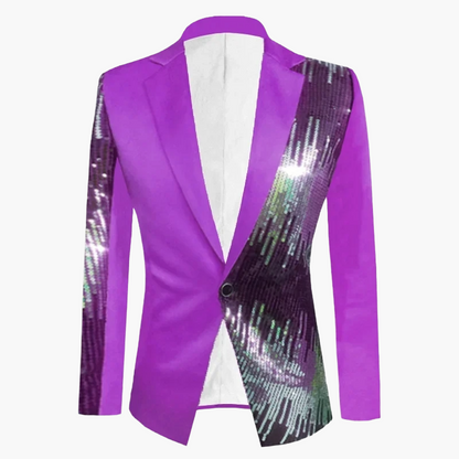 Herren Sakko Modern Blazer für Bühne und Party mit Pailletten-Design – Auffälliger Anzug für besondere Anlässe