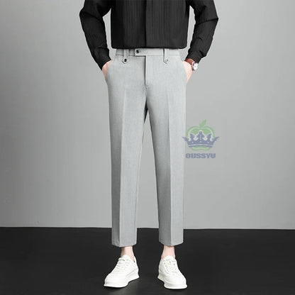 Herren Hose Beige Business-Stil Schmal Geschnitten