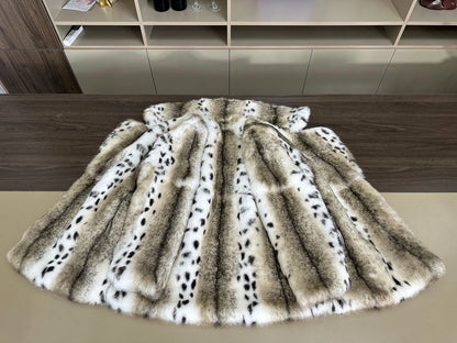 Fellimitat Jacke Leopardenmuster Wintermantel Damen mit Kragen Mehrfarbig