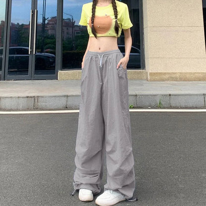 Damen Baggy Hose mit weitem Bein - lockere Freizeithose