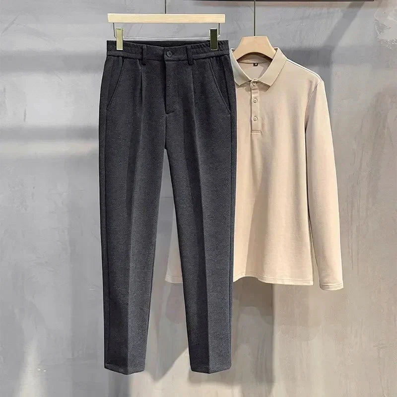Unisex Stoffhose mit Gummizugbund - Bequeme Chinohose in Dunkelbraun