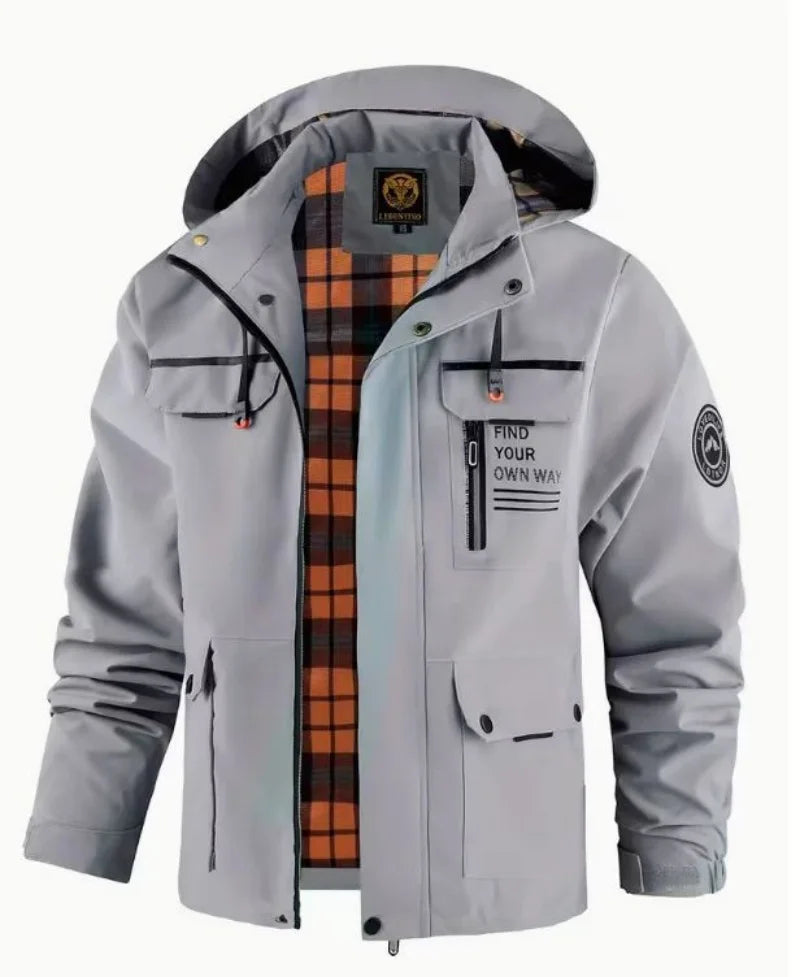 Herren Jacke mit Kapuze & Mehreren Taschen - Casual Windjacke