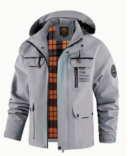 Herren Jacke mit Kapuze & Mehreren Taschen - Casual Windjacke