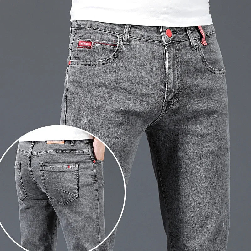 Jeans Herren Slim Fit Hellblau Stretch-Denim