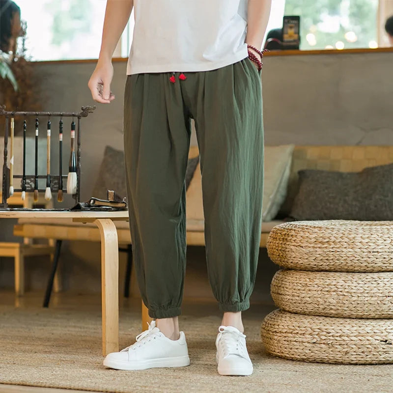 Herren Freizeithose Marineblau mit Kordelzug Bündchen Lockere Passform