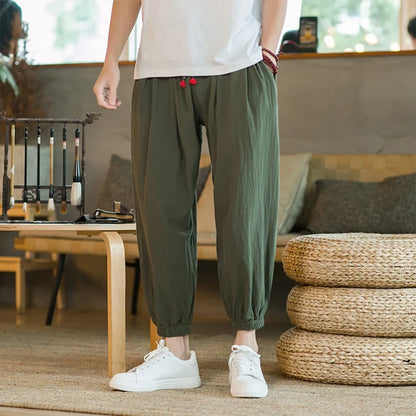 Herren Freizeithose Marineblau mit Kordelzug Bündchen Lockere Passform