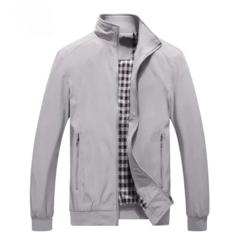 Herren Freizeit Bomberjacke mit Stehkragen und Reißverschluss, Windbreaker Übergangsjacke