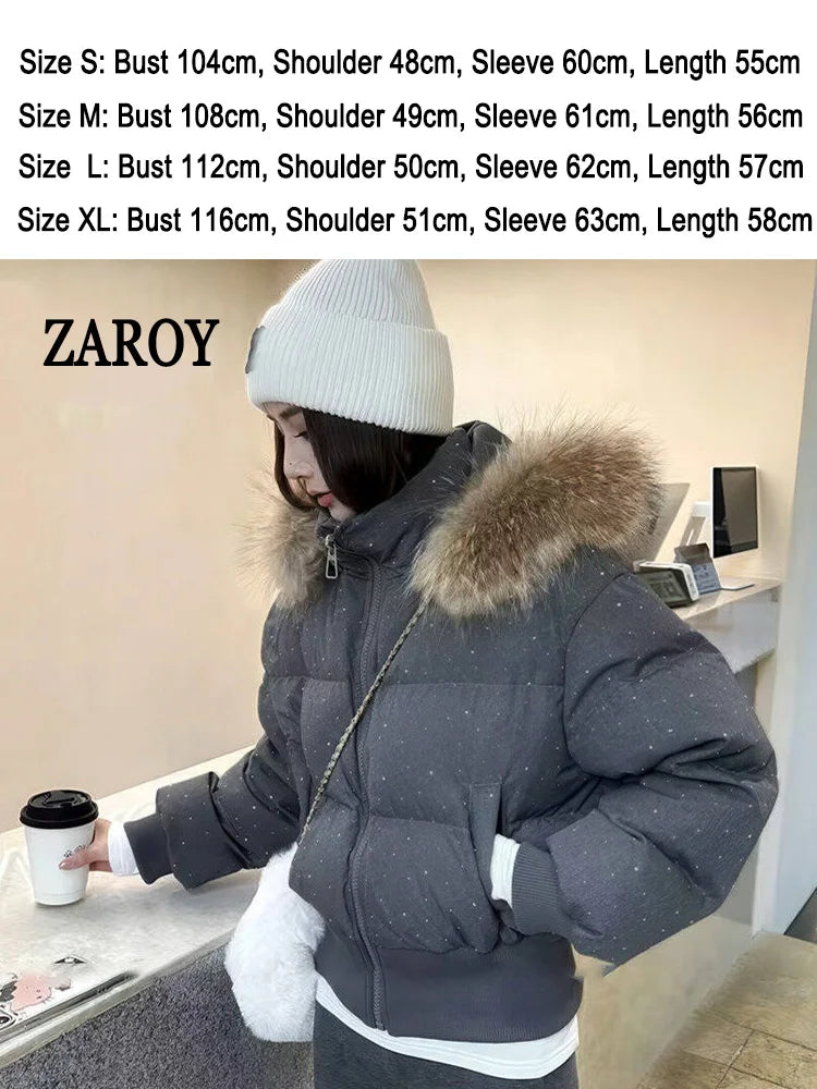 Damen Steppjacke mit Kapuze und Druckknöpfen, Winterjacke gefüttert