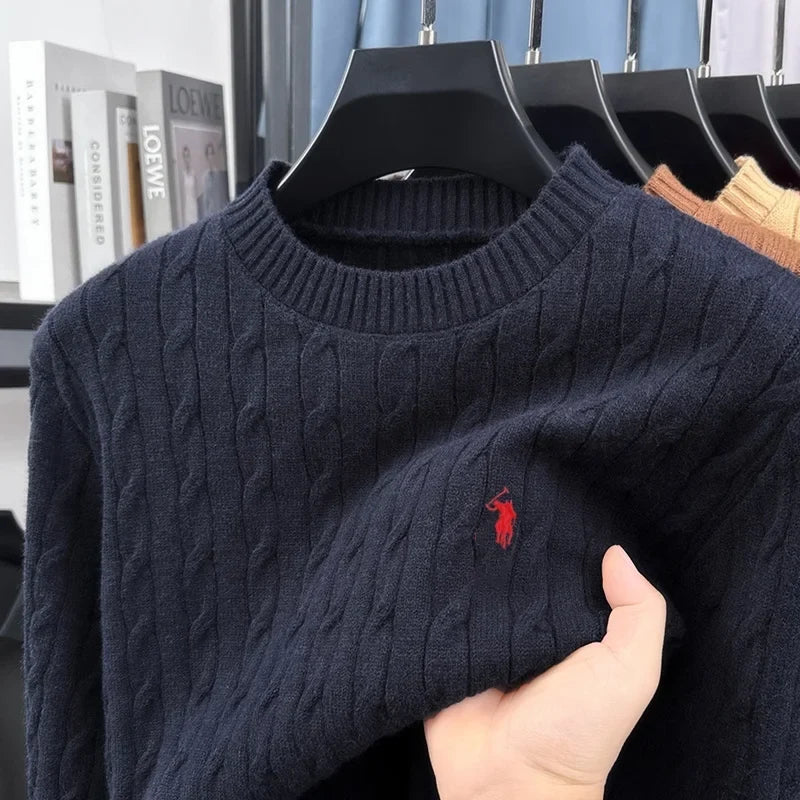 Zopfmuster Strickpullover Rundhals für Herren