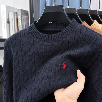 Zopfmuster Strickpullover Rundhals für Herren