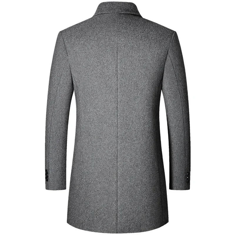 Herren Veganer Wollmantel im Koreanischen Stil – Klassische Trenchcoat-Optik für Alltag und Business