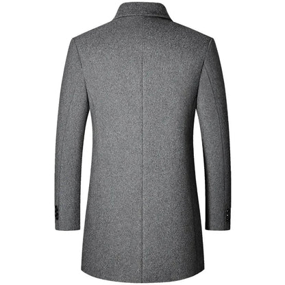 Herren Veganer Wollmantel im Koreanischen Stil – Klassische Trenchcoat-Optik für Alltag und Business