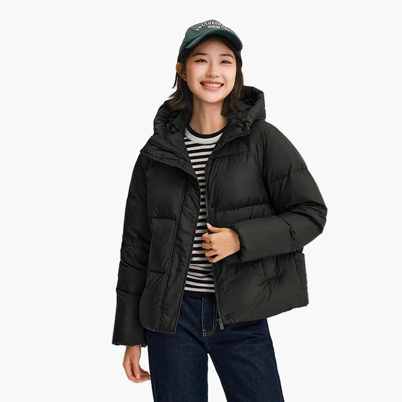 Damen Steppjacke mit Kapuze – Winter Outdoor Freizeitjacke, lässiger Stil