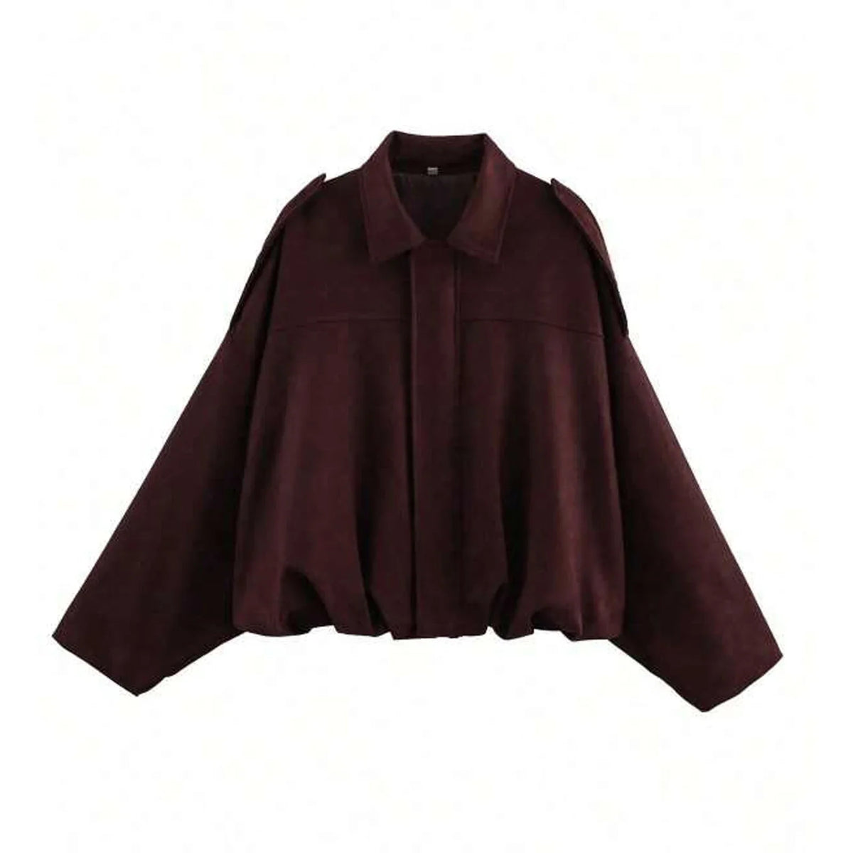 Damen Kurzjacke Oversize Cropped mit Kragen Braun