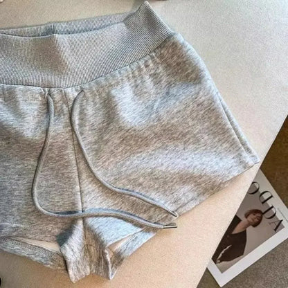 Damen Shorts Sportshorts mit Kordelzug in Schwarz oder Grau