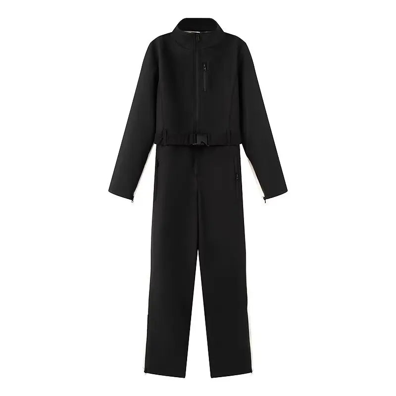 Gepolsterte Damen Winterjacke mit Kapuze und Gürtel, kurzer Schnitt, in Schwarz