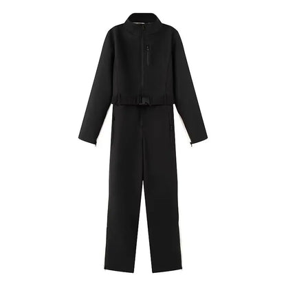 Gepolsterte Damen Winterjacke mit Kapuze und Gürtel, kurzer Schnitt, in Schwarz