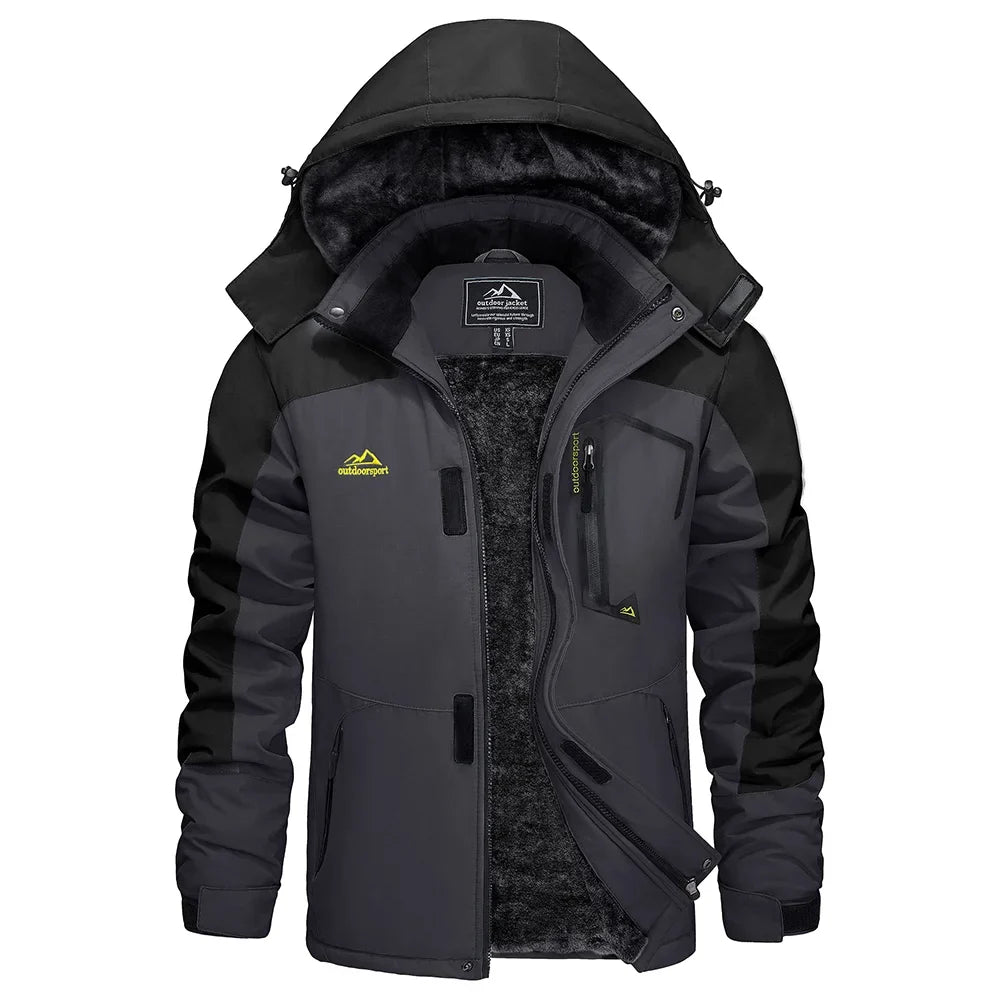 Winter Outdoorjacke für Herren mit Kapuze und Plüschfutter, viele Farben