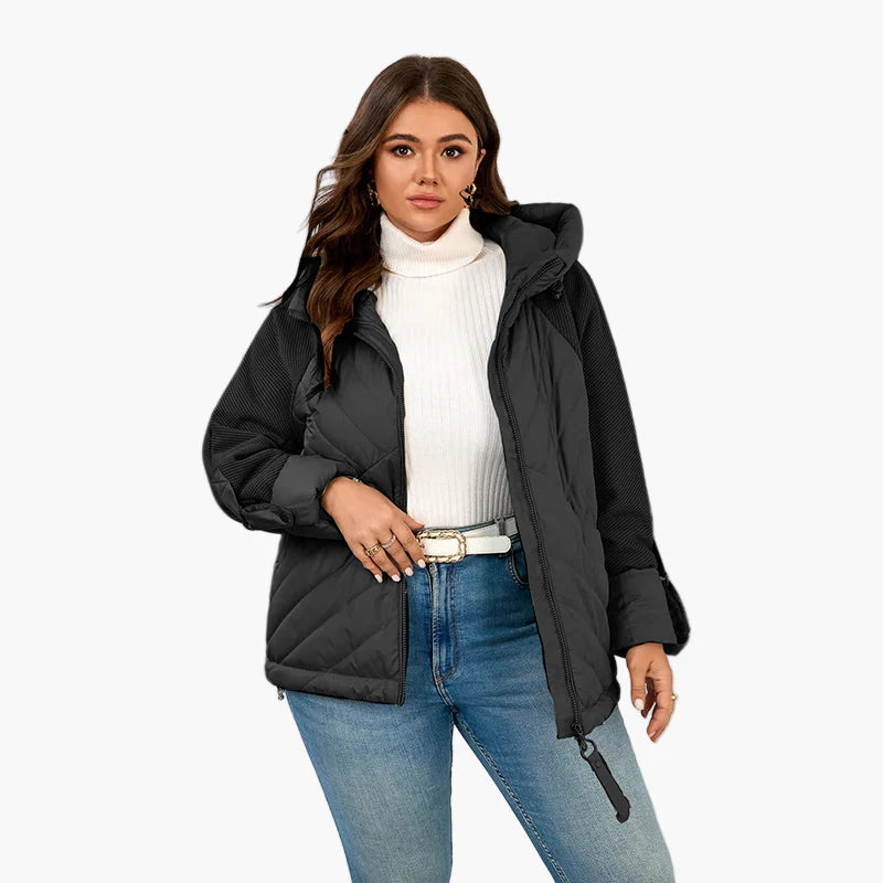 Damen Steppjacke mit Kapuze und modischem Oversize-Schnitt – Trendige Übergangsjacke für Herbst und Winter