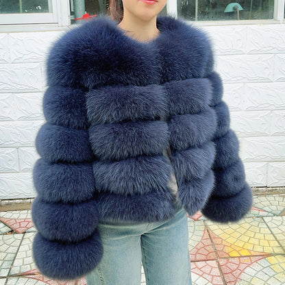 Damen Kurzjacke aus Kunstpelz, Winter Warmes Plüschjacke, Langarm Felljacke