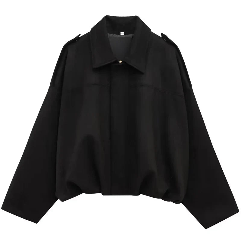 Kurze Jacke mit Kragen Damen Weit Geschnitten Mehrfarbig