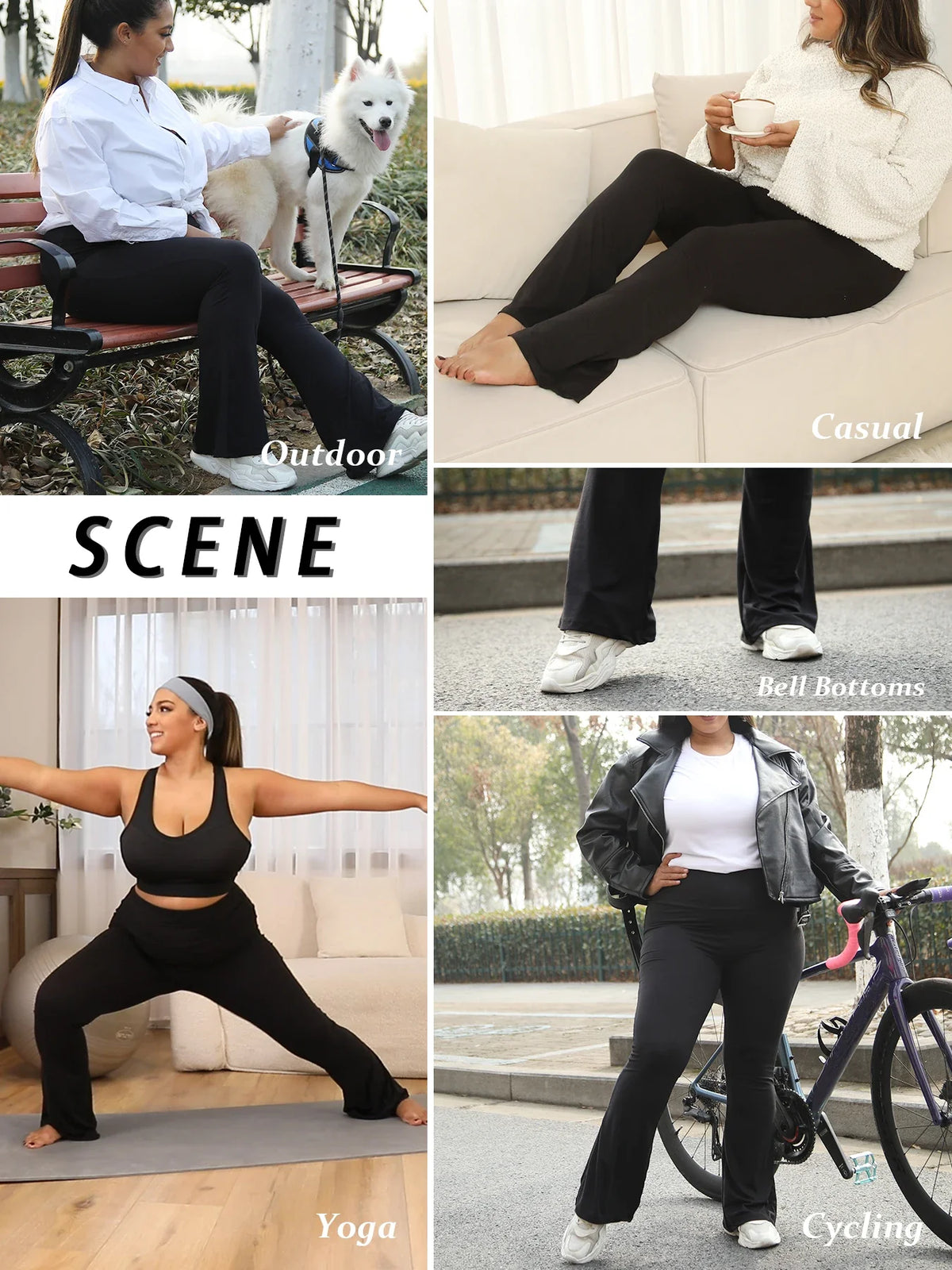 Damen Schlaghose Hoher Bund Ausgestellte Leggings Freizeithose für Yoga Sport Plus Size