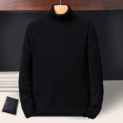 Rollkragenpullover für Herren mit Zopfmuster