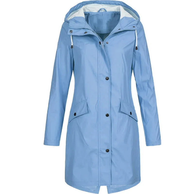 Damen Regenjacke mit Kapuze, olivgrün, Langarm