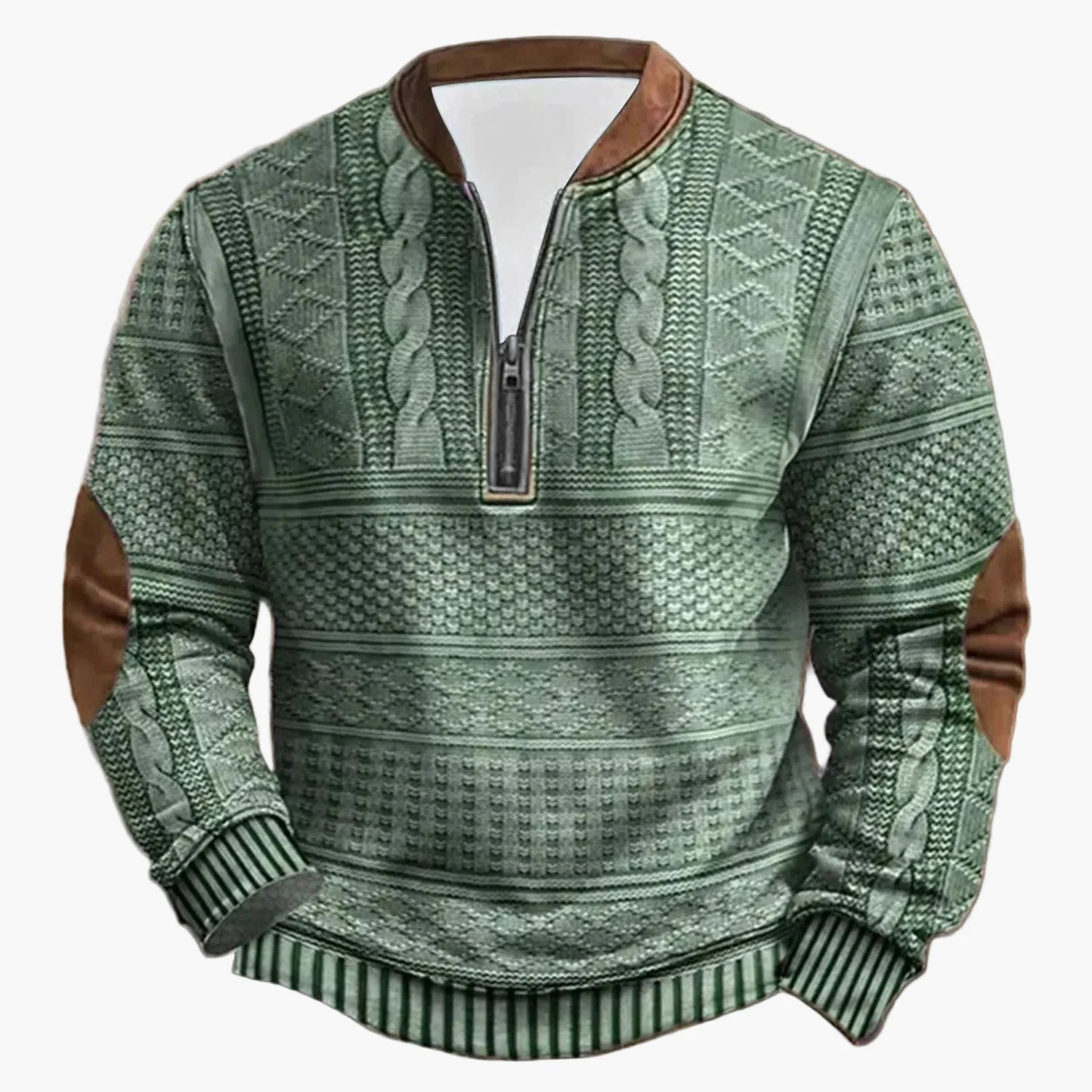 Herren Outdoor Freizeitpullover im Strick-Look – Modischer Halbzip-Sweater mit Stehkragen für Alltag und Freizeit