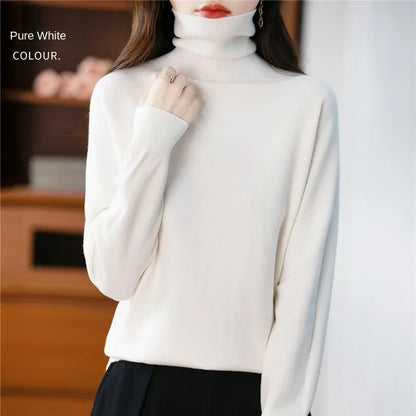 Damen Rollkragenpullover Langarm Strickpullover