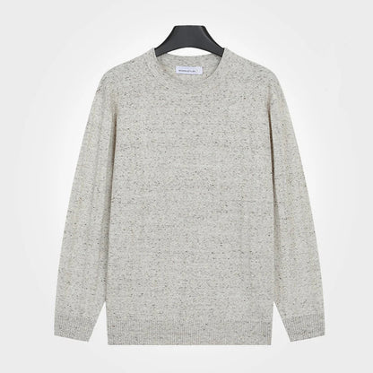 Herren Rundhals Pullover gesprenkelt meliert Langarm Strickpullover