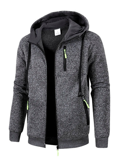 Herren Kapuzenjacke mit Reißverschluss und Taschen Warm