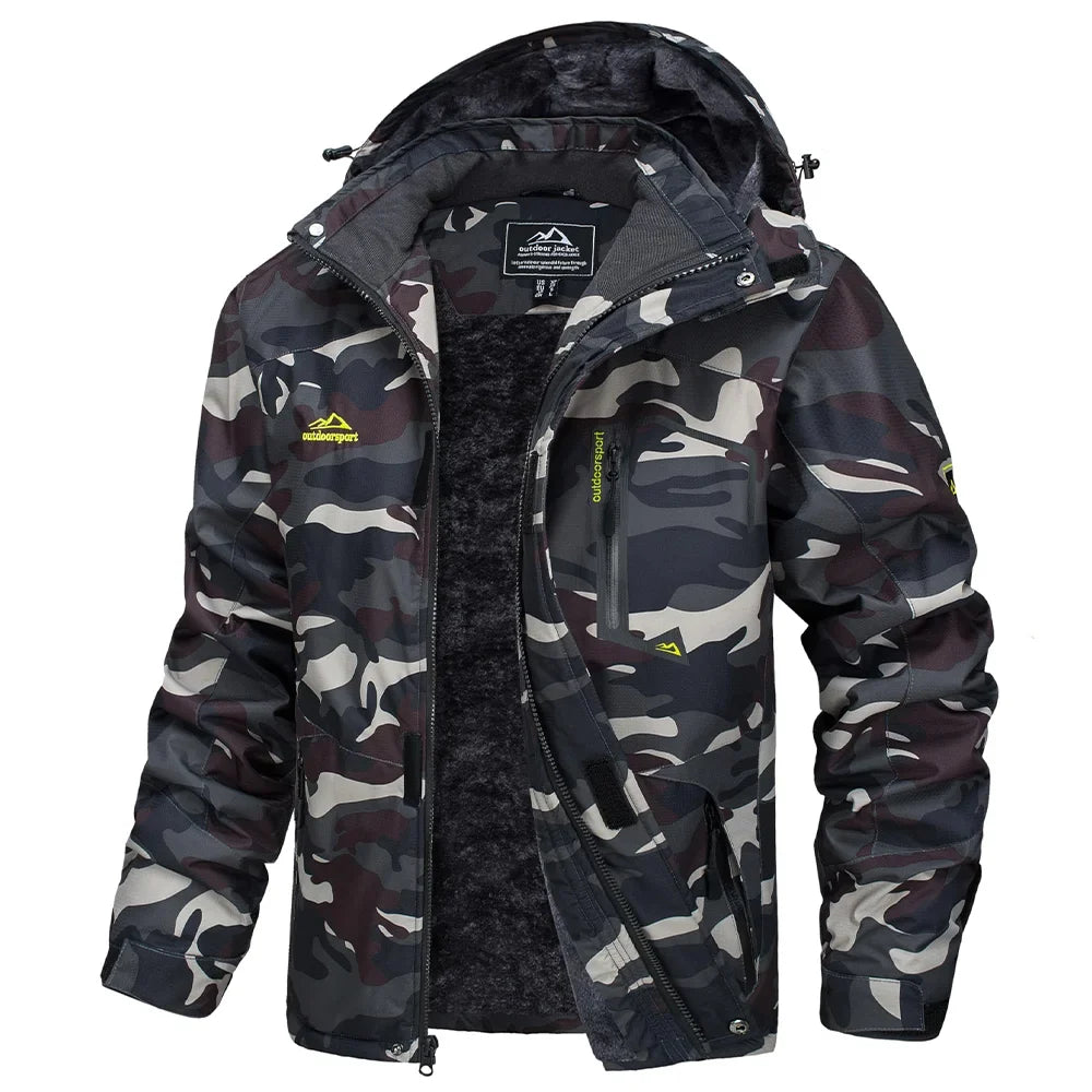Winter Outdoorjacke für Herren mit Kapuze und Plüschfutter, viele Farben