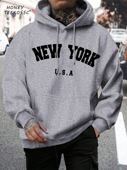 Herren Hoodie mit Kordelzug und Kängurutasche – Verschiedene New York Designs