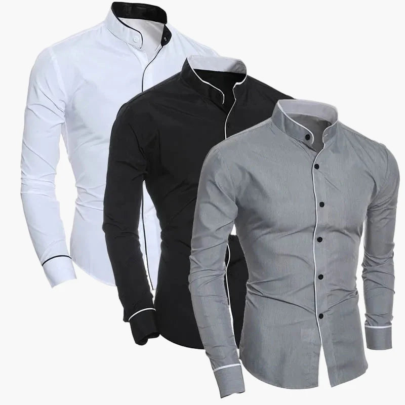 Herren Elegantes Slim Fit Hemd mit Stehkragen – Modernes Business- und Freizeitshirt