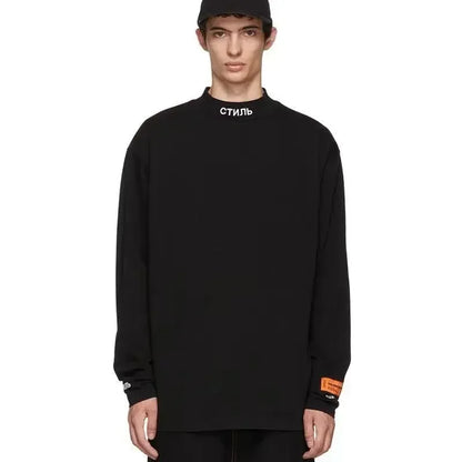 Unisex Langarmshirt Rollkragen Schwarz oder Weiß