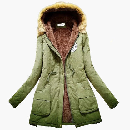 Damen Winterparka mit Kunstfellkapuze – Modischer Koreanischer Stil, Warm & Gefüttert, Alltag & Outdoor