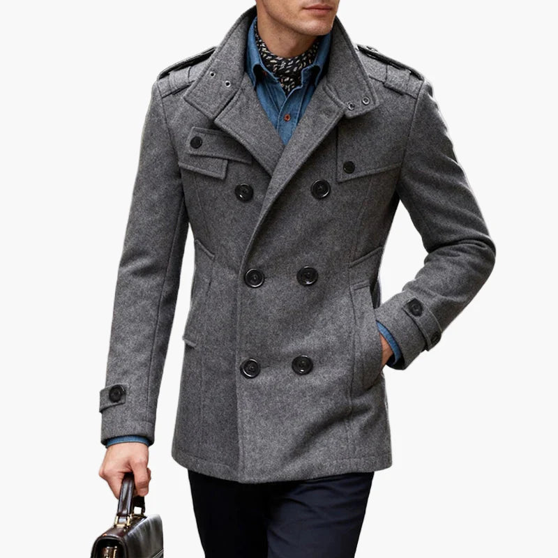 Herren Eleganter Winter Mantel – Klassischer Veganer Woll-Peacoat für Business & Freizeit