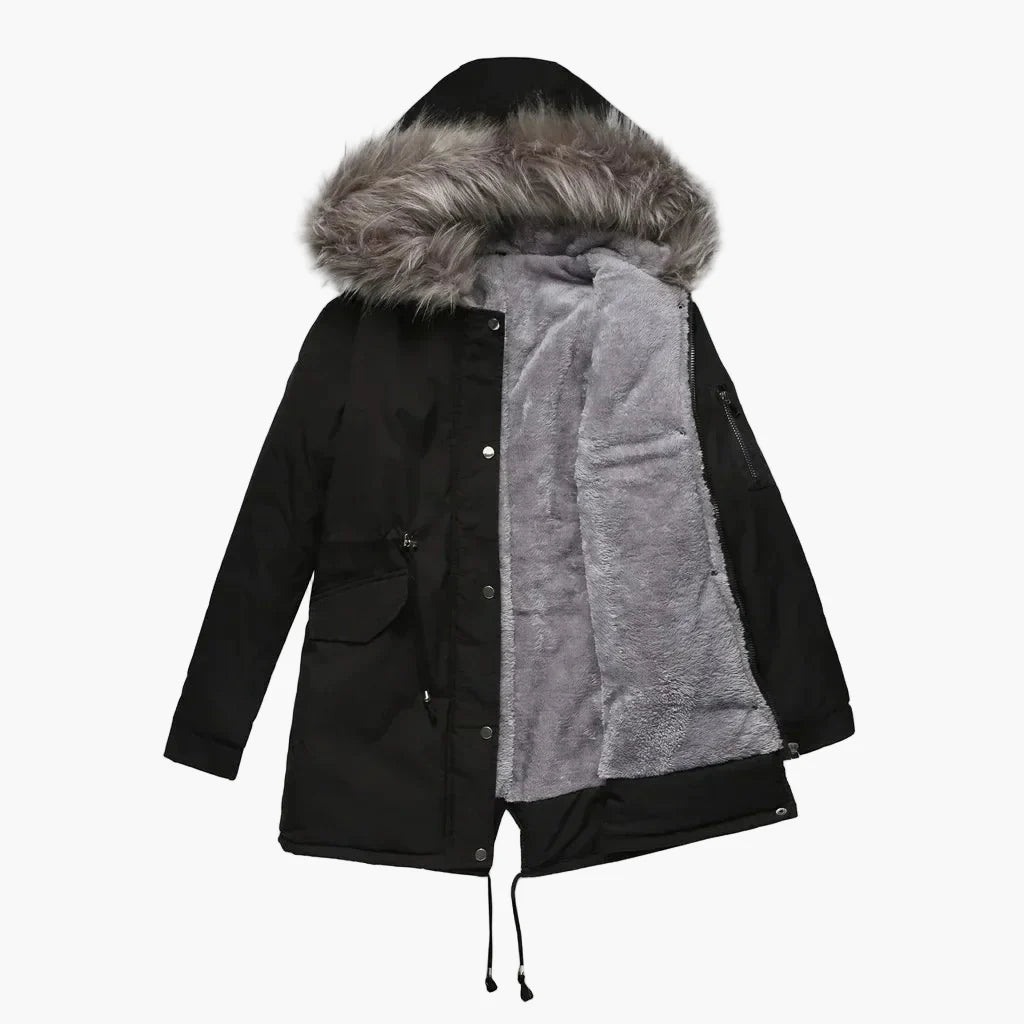 Damen Winterparka mit Kapuze und Kunstfell – Stilvoller Mantel für kalte Tage