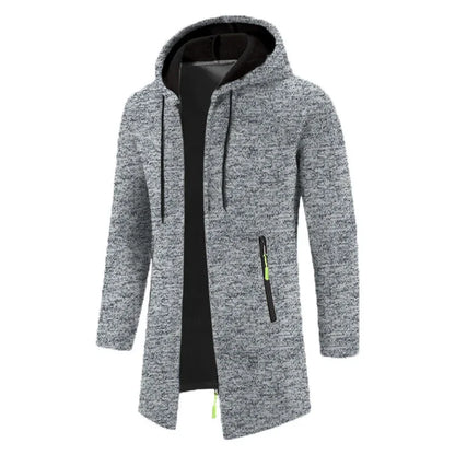 Herren Kapuzenjacke Melange-Optik Langarm Reißverschlusstaschen Offener Schnitt