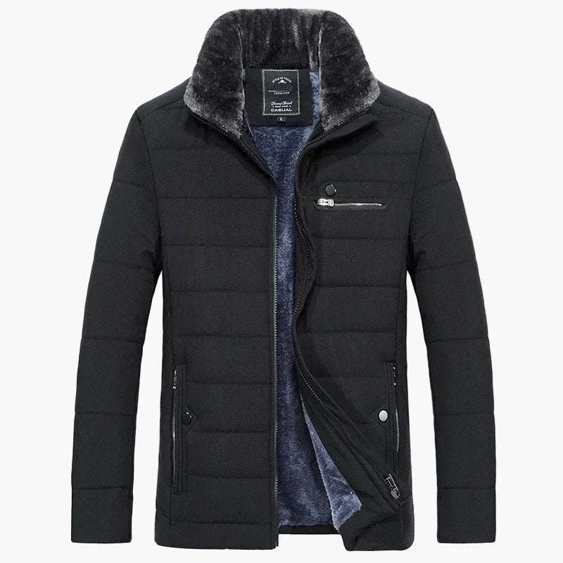 Herren Winter Steppjacke mit Kunstfellkragen – Eleganter Casual-Stil für kalte Tage