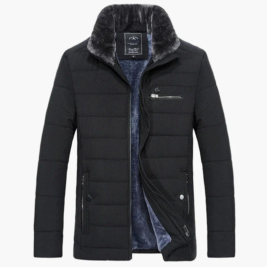 Herren Winter Steppjacke mit Kunstfellkragen – Eleganter Casual-Stil für kalte Tage