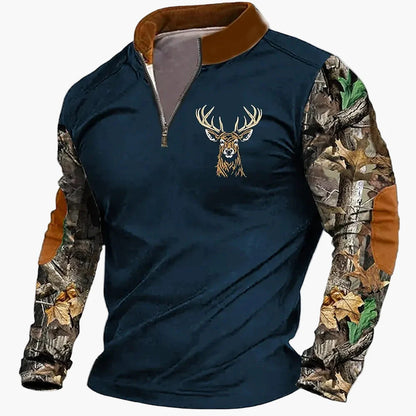 Herren Half-Zip Pullover mit Jagdmotiv